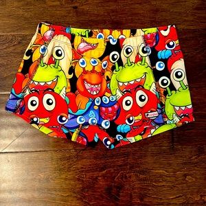 Crazy Pants YL spandex with colorful monster pattern